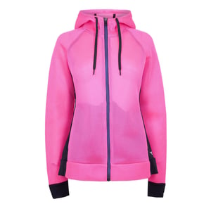Women's Diadora Solid Patterned Hooded Drawstring Ribbed Cuff Sweat Jacket in Dark Pink