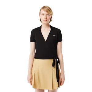 Women's Lacoste Slim Fit Short Sleeve Shirt in Black
