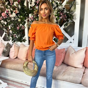 Women's AX Paris Off The Shoulder Frill Detail Top in Orange