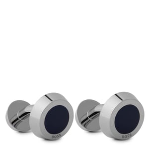 Accessories Boss Simony Polished Silver Tone Cufflinks in .Navy