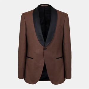 Men's Boss Harvers Solid Patterned Suit Jacket in Beige