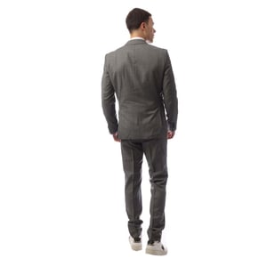 Men's Boss Solid Patterned Notch Collared Suit Jacket in Silver