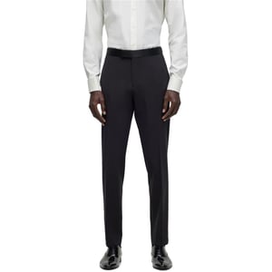 Men's Boss Genius Tux Solid Patterned Suit Trousers in Black