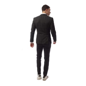 Men's Boss Plaid Patterned Notch Collared Suit Jacket in Grey