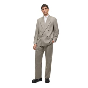 Men's Boss Stripe Patterned Regular Fit Full Suit in Silver