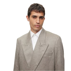Men's Boss Stripe Patterned Regular Fit Full Suit in Silver