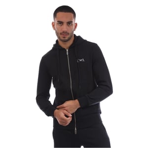 Men's Emporio Armani EA7 Hooded Neck Long Sleeve Sweatshirt with Zipper Pocket in Blu Navy