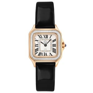 GV2 Milan Women's Silver Dial Black Leather strap watch