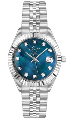 GV2 Naples Women's 316L Stainless Steel case, Dk Blue MOP Dial, 316L Stainless Steel bracelet.