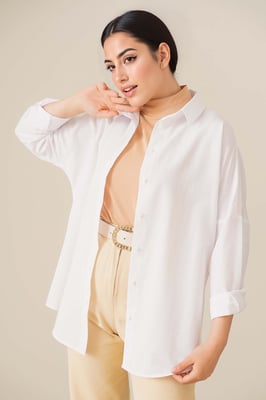 Ontspannen Pasvorm Poplin Shirt met Knopsluiting