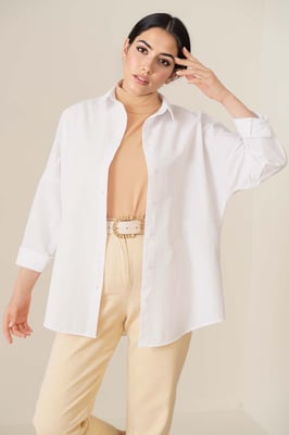Ontspannen Pasvorm Poplin Shirt met Knopsluiting