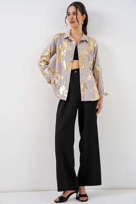 Oversized gestreepte blouse met knopen