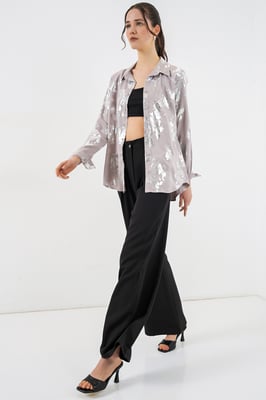Oversized gestreepte blouse met knopen