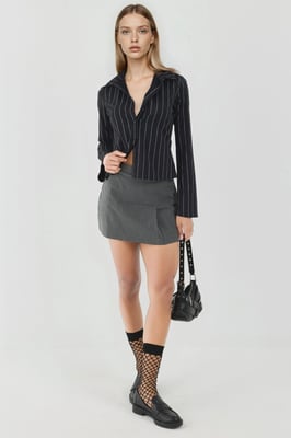 Slim Fit Gestreepte Overhemd met Knopen