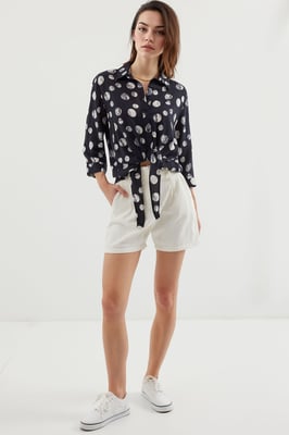 Geprinte Viscose Blouse met Strik