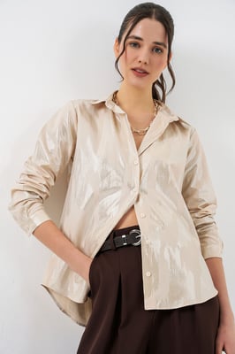 Oversized gestreepte blouse met knopen