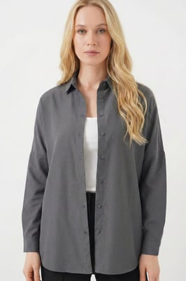 Ontspannen Fit Poplin Shirt met Knopen Sluiting