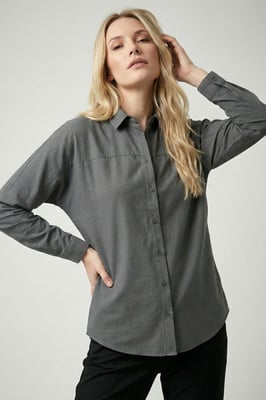 Ontspannen Fit Poplin Shirt met Knopen Sluiting
