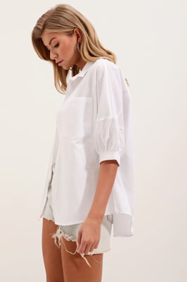 Losse Fit Poplin Overhemd met Zak