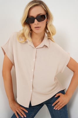 Losse Fit Poplin Shirt met Knopsluiting