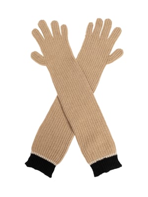 Tweekleurige geribbelde lange handschoenen
