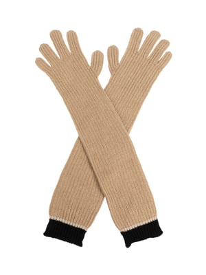 Tweekleurige geribbelde lange handschoenen