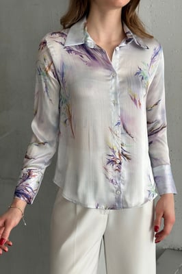 Textured Abstract Print Overhemd met Knopen