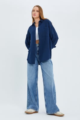 Oversize-skjorta med fickdetalj