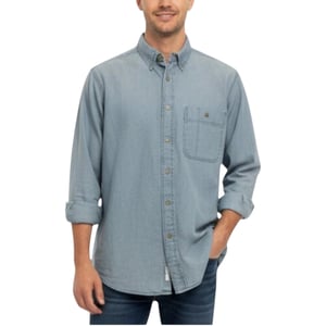 Wrangler Mens Denim Shirt Vintage Long Sleeve Retro Lightweight Snap Button Top