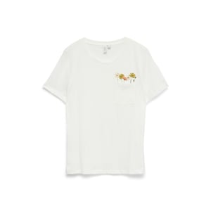 Vero Moda vmkarma s/s o-neck t-shirt jrs btq 10345912 snow white flower pocket