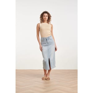 Smashed Lemon Lichtblauwe midi rok met split |