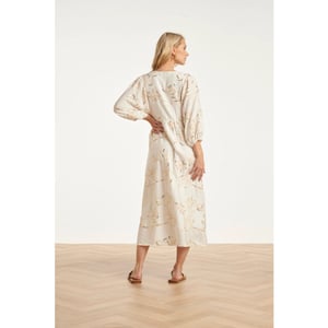 Smashed Lemon Maxi jurk met gouden borduursels en pailletten |
