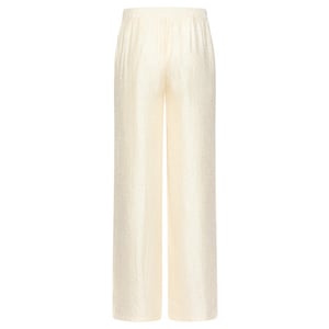 Smashed Lemon Crème wide leg broek met subtiele glans en crinkle structuur |