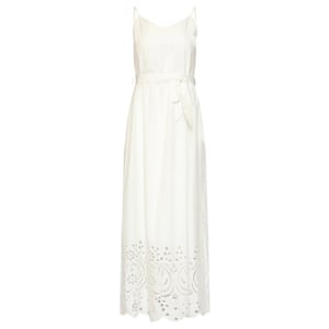 Smashed Lemon Off maxi jurk met broderie en ceintuur |