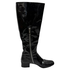 Saint Laurent Babies 40 Knee High Boots in Black Patent Leather