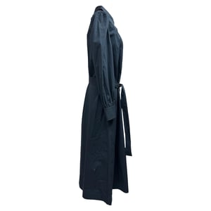 Tory Burch Artist Lange Mouw Midi Hemddress in Navy Blauw Katoen