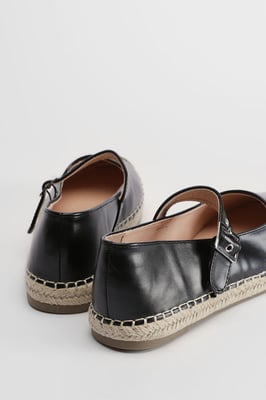 Maxine Faux Leather Mary Jane Espadrille Flats