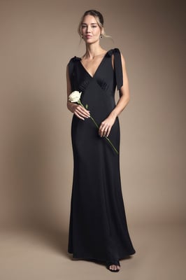 Coast Honoured Satin Back Crepe V Neck Tie Shoulder Maxi Bridesmaid Dress