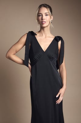 Coast Honoured Satin Back Crepe V Neck Tie Shoulder Maxi Bridesmaid Dress