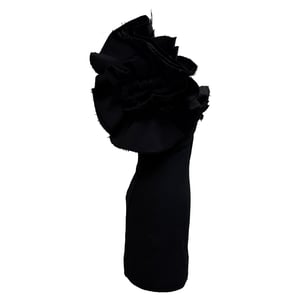 Jacquemus Le Raphia Duna Ruffled Mini Dress in Black Wool