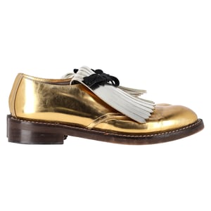 Marni Oxford met franjes in goudkleurig lakleer