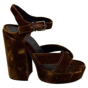 Jil Sander Twisted Platform Sandals in Brown Velvet