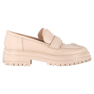 Gianvito Rossi Platform Loafers in Nude Leather