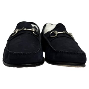 Gucci 1953 Horsebit Convertible Loafers in Navy Blue Suede