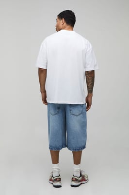 Longline Acid Wash Denim Jorts