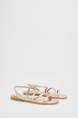 Silvie Faux Leather Strappy Flat Sandals