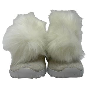 Jimmy Choo Norway Pom Pom Sneakers in White Lurex