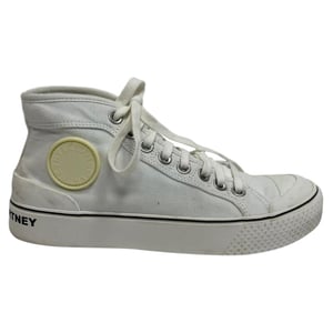 Stella Mccartney Logo Accent High-Top Sneakers in White Canvas
