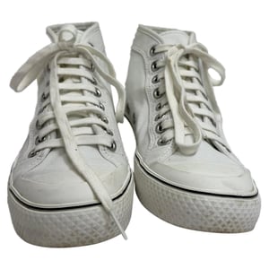 Stella Mccartney Logo Accent High-Top Sneakers in White Canvas
