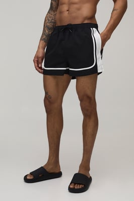 Super Short Panelled Man Embroidered Swim Short